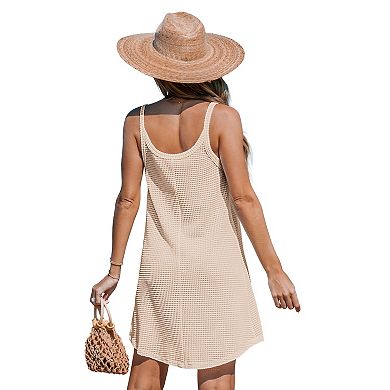 Petite Cupshe Waffle Knit Cover Up Mini Dress