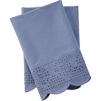 Lands' End 300 Percale Eyelet Pillowcase Set