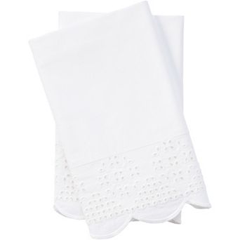 Lands' End 300 Percale Eyelet Pillowcase Set