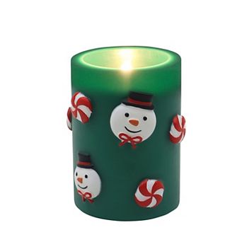 St. Nicholas Square® LED Snowmen Wax Pillar Candle