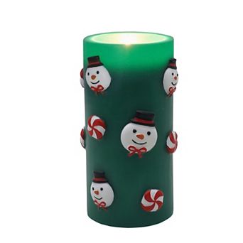 St. Nicholas Square® LED Snowmen Wax Pillar Candle Tall