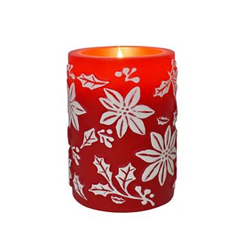 St. Nicholas Square® LED Poinsettia Wax Pillar Candle