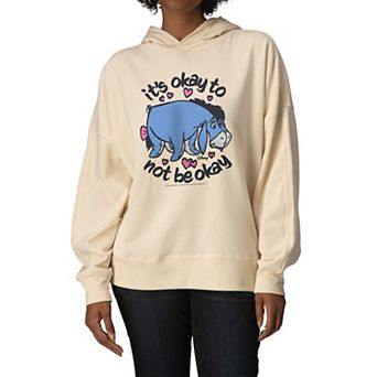 Women's Disney's Winnie The Pooh Eeyore It's Okay To Not Be Okay Oversized Fleece Hoodie Sweatshirt