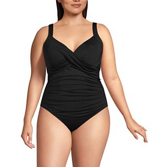 Plus Size Lands' End Sweetheart Underwire Wrap One-Piece Swimsuit