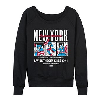 Women's Marvel Captain America Comic Panels French Terry Long Sleeve Tee