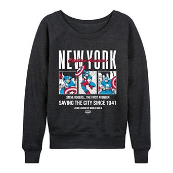 Women's Marvel Captain America Comic Panels French Terry Long Sleeve Tee