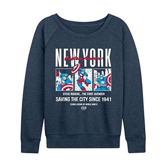 Women's Marvel Captain America Comic Panels French Terry Long Sleeve Tee