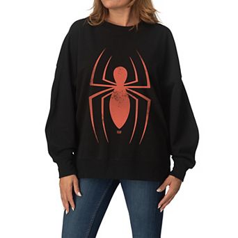 Women's Marvel Spider-Man Distressed Symbol Oversized Fleece Hoodie Sweatshirt