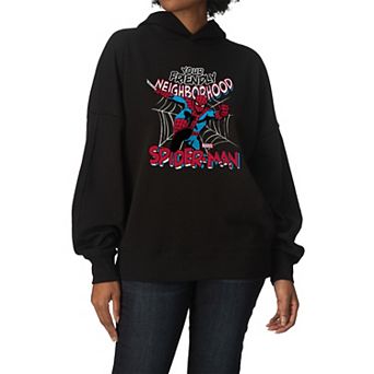 Women's Marvel Spider-Man Oversized Fleece Hoodie Sweatshirt