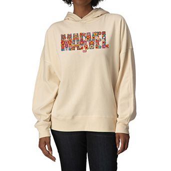 Women's Marvel Floral Logo Oversized Fleece Hoodie Sweatshirt
