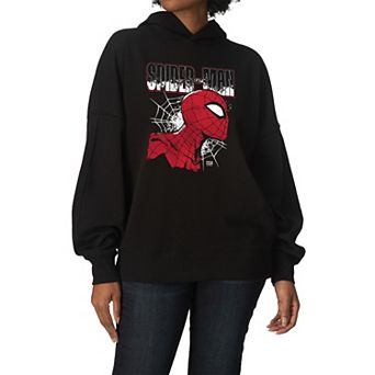 Women's Marvel Spider-Man Oversized Fleece Hoodie Sweatshirt