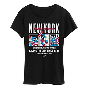 Women's Marvel Captain America Comic Panels Graphic Tee