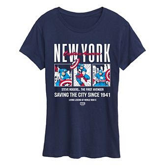 Women's Marvel Captain America Comic Panels Graphic Tee