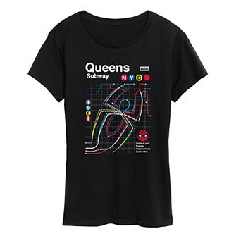 Women's Marvel Spider-Man Queens Subway Map Graphic Tee