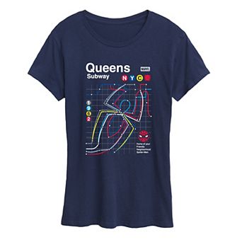Women's Marvel Spider-Man Queens Subway Map Graphic Tee