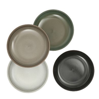 Gibson Elite Beckett 4 Piece 9 Inch Stoneware Dinner Shallow Bowl Set Reactive Glaze Round