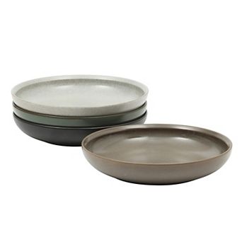 Gibson Elite Beckett 4 pc 9 Inch Stoneware Dinner Shallow Bowl Set Reactive Glaze Round