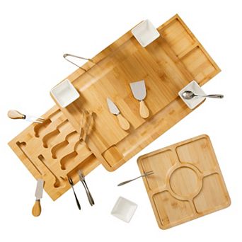Gibson Home Rustic Inspirations 18 pc Bamboo Charcuterie Set with Cheese Fruit Tray and Bowls