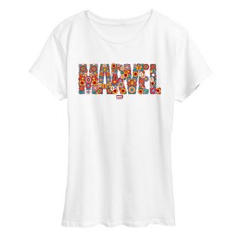 Women's Marvel Floral Logo Graphic Tee