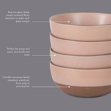 Gibson Elite William Crest 4 Piece 6.25 inch Stoneware Reactive Glaze Cereal Bowl Set