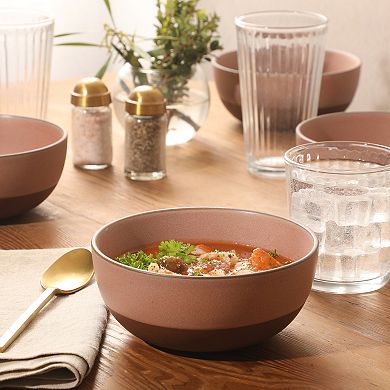 Gibson Elite William Crest 4 Piece 6.25 inch Stoneware Reactive Glaze Cereal Bowl Set