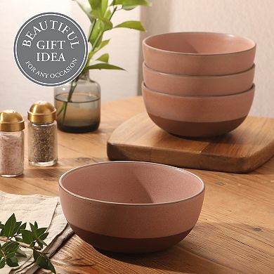 Gibson Elite William Crest 4 Piece 6.25 inch Stoneware Reactive Glaze Cereal Bowl Set