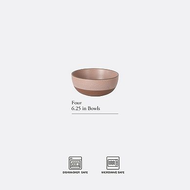 Gibson Elite William Crest 4 Piece 6.25 inch Stoneware Reactive Glaze Cereal Bowl Set