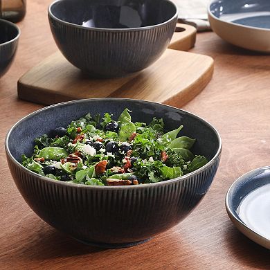 Gibson Elite Sandy Pines 4 Piece Nesting Stoneware Bowl Set 4 inch 5.5 inch 7 inch 9 inch