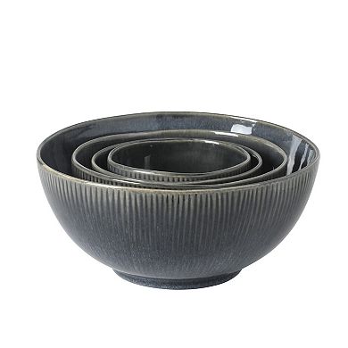 Gibson Elite Sandy Pines 4 Piece Nesting Stoneware Bowl Set 4 inch 5.5 inch 7 inch 9 inch