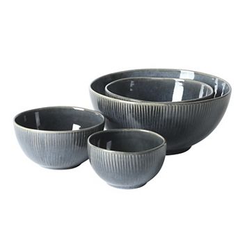 Gibson Elite Sandy Pines 4 pc Nesting Stoneware Bowl Set 4 inch 5.5 inch 7 inch 9 inch