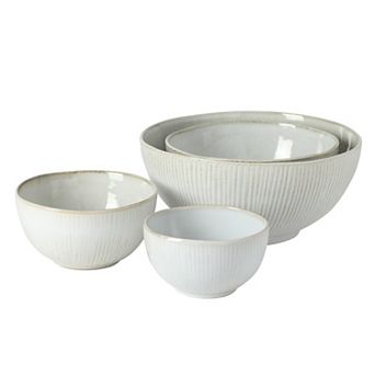 Gibson Elite Sandy Pines 4 pc Nesting Stoneware Bowl Set 4 inch 5.5 inch 7 inch 9 inch