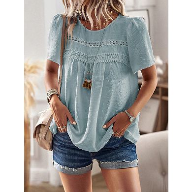 Women's Crew Neck Loose Casual Shirt Blouse