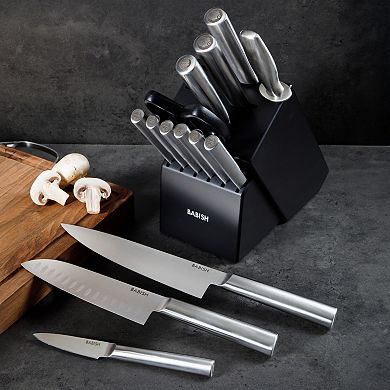 Babish High Carbon 1.4116 German Steel 15 Piece Forged Kitchen Knife Block Set
