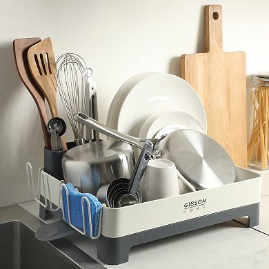 Gibson Home Nestcraft Full Size Rust Resistant Dish Rack with Drain Board and Caddy