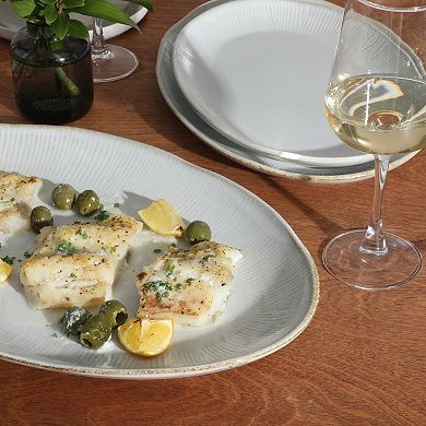 Gibson Elite Sandy Pines 3 Piece Oval Stoneware Platter Set 15.7 inch 13.75 inch 12 inch