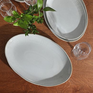 Gibson Elite Sandy Pines 3 Piece Oval Stoneware Platter Set 15.7 inch 13.75 inch 12 inch