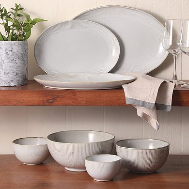 Gibson Elite Sandy Pines 3 Piece Oval Stoneware Platter Set 15.7 inch 13.75 inch 12 inch