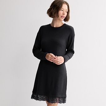 Juniors' Live To Be Spoiled Lace Hem Sweater Knit Dress