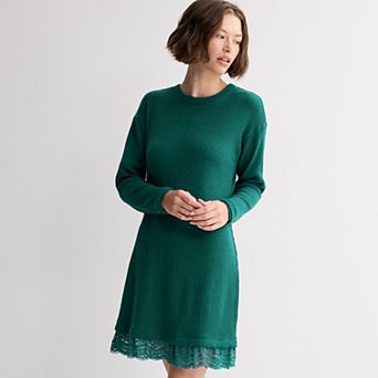 Juniors' Live To Be Spoiled Lace Hem Sweater Knit Dress