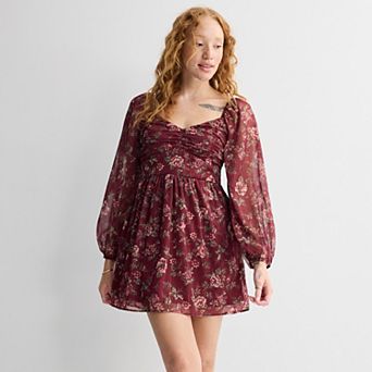 Juniors' Live To Be Spoiled Long Sleeve Lurex Stripe Dress