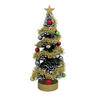 St. Nicholas Square® 9.5 in Decorated Bottle Brush Christmas Tree Table Decor