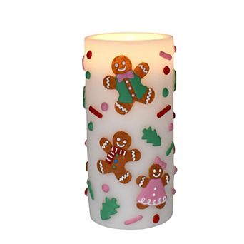 St. Nicholas Square® LED Gingerbread Wax Pillar Candle Tall