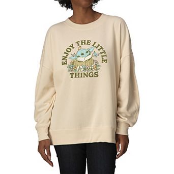 Women's Star Wars The Mandalorian Enjoy The Little Things Oversized Fleece Crew Sweatshirt