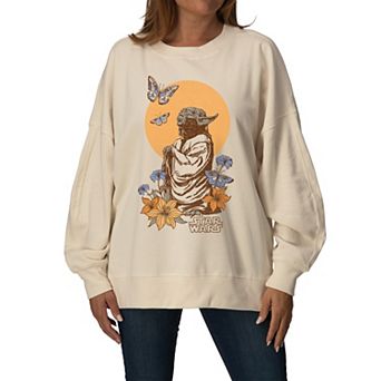 Women's Star Wars Yoda Botanical Oversized Fleece Crew Sweatshirt