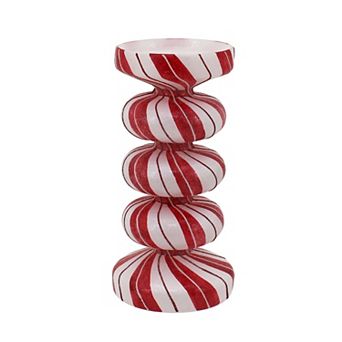 St. Nicholas Square® Large Glass Stripe Pillar Candle Holder