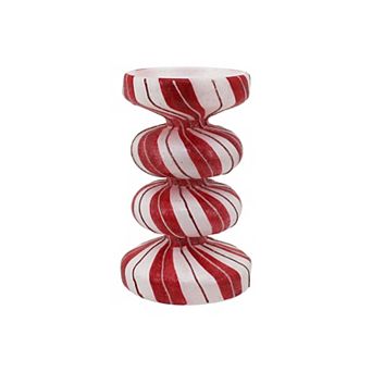 St. Nicholas Square® Small Glass Stripe Pillar Candle Holder