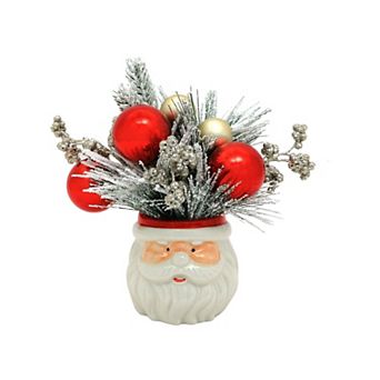 St. Nicholas Square® Flocked Bauble Botanical Santa Vase Table Decor