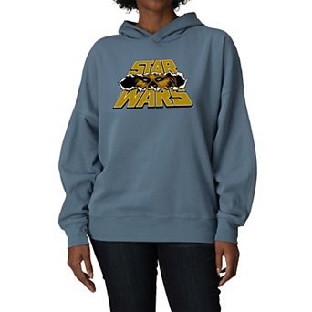 Women's Star Wars Chewbacca Tear-Through Logo Oversized Fleece Hoodie Sweatshirt