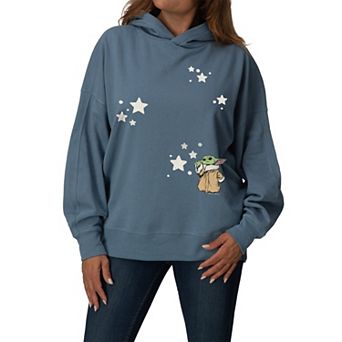 Women's Star Wars The Mandalorian Grogu Graphic Oversized Fleece Hoodie Sweatshirt