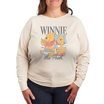 Plus Size Disney's Winnie The Pooh Bootleg Distressed French Terry Long Sleeve Tee